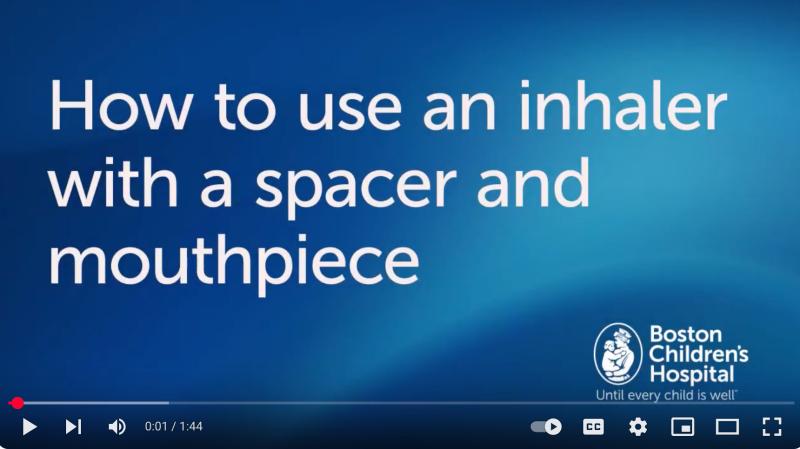 youtube video with how to use an inhaler with a spacer and mouthpiece